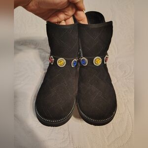 Kurt Geiger Black Boots with Colorful Gem Accents